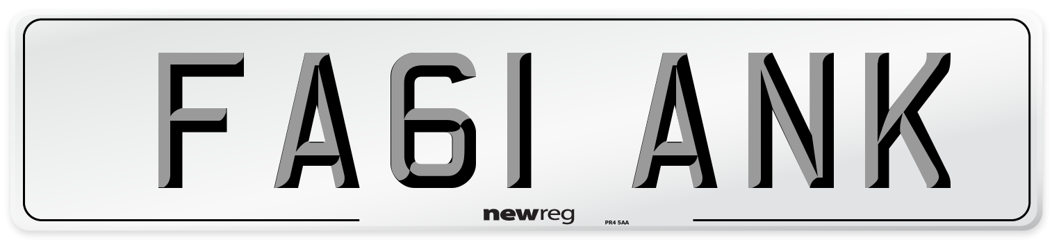 FA61 ANK Number Plate from New Reg